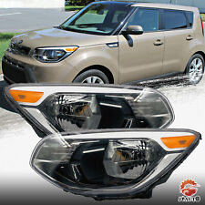 Pair Chrome Housing Halogen Headlights Assembly Headlamps For 2014-2019 Kia Soul picture