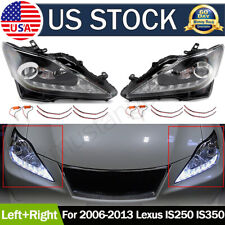 2x For 2006-2013 Lexus IS250 IS350 Left+Right LED DRL Projector Headlights Black picture