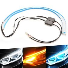 2x 60cm Slim Sequential Flexible Amber LED DRL Turn Signal Strip Light Headlight picture