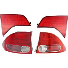 Tail Light Set For 2006-2008 Honda Civic LH RH Inner Outer Clear/Red Halogen picture