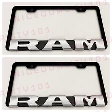 2X 3D RAM Letter Stainless Steel Finished License Plate Frame Holder picture