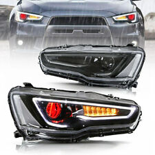 Dual Beam DRL Devil Eyes Halo Projector Headlights For 2008-2017 Lancer EVO X picture