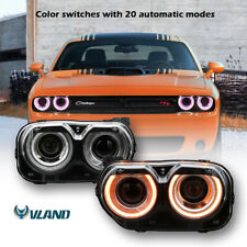 Pair LED Headlights DRL RGB Color Change For 2015-2020 Dodge Challenger SE R/T picture