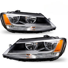 For 2011-2018 Volkswagen Jetta Halogen Chrome Amber Headlights Assembly Pair picture