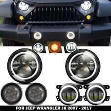 For Jeep Wrangler JK 7'' LED Headlight Amber Signal Turn Light 4