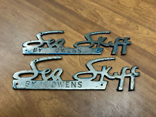 Used Sea Skiff By Owens Boat 1950s 1960s Emblem Badge Plaque Metal PAIR picture