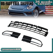 For VW Beetle 12-16 Front Bumper Lower Grille Gloss Black Trim & Fog light Grill picture