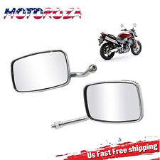 10mm Chrome Motorcycle Square Reaview Mirrors Long Stem For Honda Suzuki picture