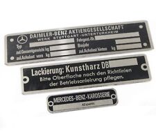 Mercedes Benz Data Plates Mercedes Cars Metal Black 3 Units for S2u picture