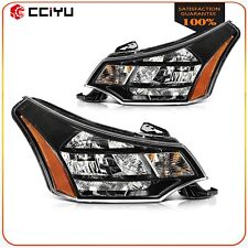 Fits 2008-2011 Ford Focus SE/SES Coupe Black Housing Headlights Assembly LH+RH picture
