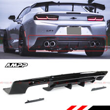 For 16-2024 Chevy Camaro Gloss Blk Rear Bumper Diffuser + Smoked Reflector Lens picture