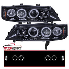 Fits 1994-1997 Honda Accord Smoke Projector Headlights LED Halo Left+Right 94-97 picture