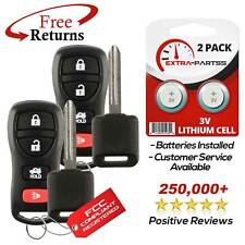 2 New Keyless Entry Remote Fob & Chip Transponder Ignition Car Key for Nissan picture