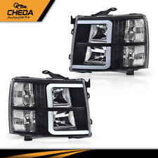 Fit For 2007-13 Chevy Silverado 1500 2500 LED Bar Tube Black Headlight picture