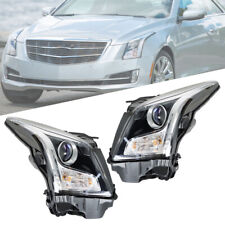 For 2013-2018 Cadillac ATS Headlight Headlamp Halogen Chrome Pair RH + LH Side picture