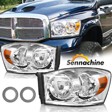 2Pc Chrome Amber Headlights for 2006-2008 Dodge Ram 1500 2006-2009 Ram 2500 3500 picture