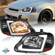 Pair Headlights w/LED DRL Amber Corner For 1996-1998 Honda Civic Front Lamp picture