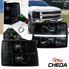 Smoke Lens Black Housing Fit For 07-14 Chevy Silverado LED DRL Strip Headlights picture