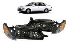 For 93 97 Toyota Corolla JDM DX Headlight Set LH & RH Black Housing New picture