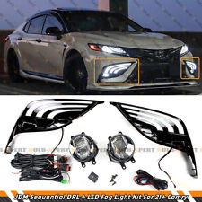 FOR 21-23 CAMRY SE XSE DRL SEQUENTIAL BEZEL COVER + CLEAR LENS LED FOG LIGHT KIT picture