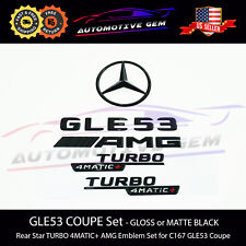 GLE53 COUPE AMG TURBO 4MATIC+ Rear Star Emblem Black Badge Set for Mercedes C167 picture