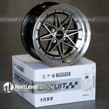 Circuit CP24 15x8 4-100 +25 Gloss Black Machined Wheels Fits Honda Civic EK EG picture
