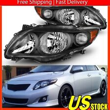 For 2009 2010 Toyota Corolla Left+Right Side Black Housing Headlights Headlamps picture