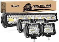 Nilight 20'' 420W Triple Row Flood Spot Combo 4PCS 4Inch 60W Led Light Bar, New picture