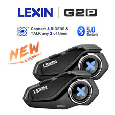2 LEXIN G2P Motorcycle Intercom Helmet Headset Bluetooth Speaker FM 6Riders IP67 picture
