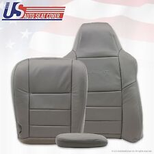 2002 - 07 Ford F-250 350  Driver Bottom & Top Lean Back Leather Seat Covers Gray picture