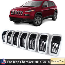 For Jeep Cherokee​ 2014-2018 7X Chrome Black Honeycomb Mesh Grille Grill Inserts picture