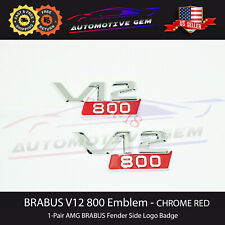 V12 800 Emblem BRABUS Style Red Chrome Fender Logo Badge AMG Mercedes W463 W222 picture