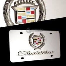 NEW 3D CADILLAC Logo Front Mirror Stainless Steel License Plate Frame AUTHENTIC picture