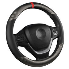 Carbon Fiber Black Leather Car Steering Wheel Cover Anti slip Car Accessories US picture