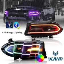 Pair LED Projector Headlights RGB Color Change Lamps For 2015-2023 Dodge Charger picture