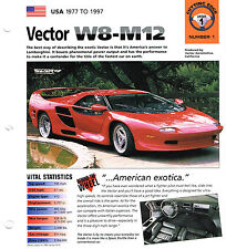 Pair {2} 1992 VECTOR W8/M12 SuperCar SPEC SHEET / Brochure / Pamphlet: W-8,M-12 picture