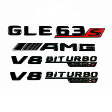 GLE 63 S + AMG + V8 BITURBO 4MATIC+ GLOSSY BLACK Emblem Badge Mercedes Benz 2020 picture