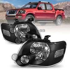 For 2006-2010 Ford Explorer Black Housing Headlights Lamp Assembly L+R Pair picture