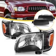 Fits 2001-2004 Toyota Tacoma Black Headlights+Signal Corner Parking Lamps 01-04 picture