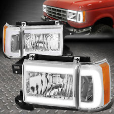 [LED DRL]FOR 87-91 FORD F150 F250 F350 BRONCO CHROME/AMBER CORNER HEADLIGHT LAMP picture