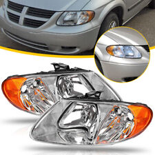 Fits 2001-2007 Dodge Caravan Chrysler Town Country Black Headlights Lamp LH+RH picture