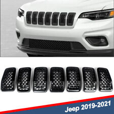 7X Gloss Black Honeycomb Mesh Grille Grill Inserts For 2019-2021 Jeep Cherokee​ picture