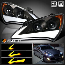 Black Fits 2010-2012 Genesis 2Dr Coupe Projector Headlight+LED Sequential Signal picture