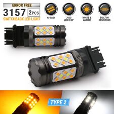 Type 2 Error Free White/Amber 3157 LED DRL Switchback Turn Signal Light Bulbs picture