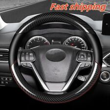Carbon Fiber Car Steering Wheel Cover Black Genuine Leather for Toyota 15