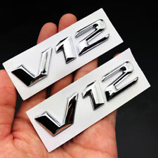 2x Metal Chrome V12 Car Side Emblem Badge Decals Sticker V8 Biturbo 4matic E S G picture
