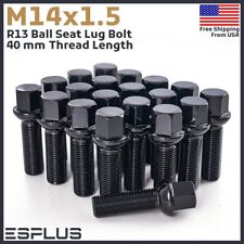 20pc Extended 14x1.5 Lug Bolts | 40mm Shank | Black | Ball Seat | for Audi picture