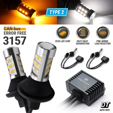 Syneticusa CANBUS 3157 Switchback LED Turn Signal DRL Light Bulbs White/Amber picture