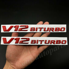 2pcs Metal Red V12 Biturbo Car Fender Side Emblem Badge Decal Sticker V8 E S M picture
