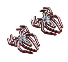 2Pcs Spider Logo Emblem 3D Badge For Car Vehicle, Truck, Motorcycle (Silver/Red) picture